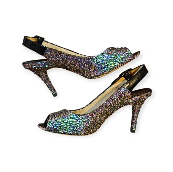 Manolo Blahnik Custom Rainbow Crystal Heels Size 37 - Picture 13 of 15